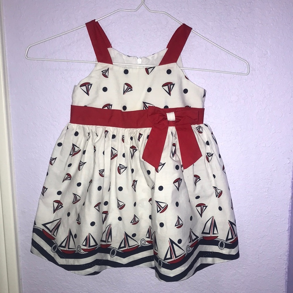 Red,white,navy baby boat dress